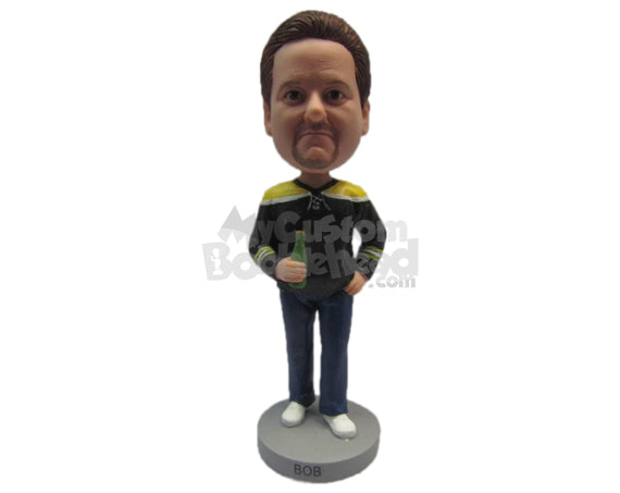 Custom Bobblehead Cool Trendy Male Wearing A Jacket And Jeans With Sneakers - Leisure & Casual Casual Males Personalized Bobblehead & Cake Topper