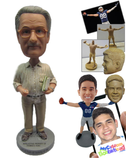 Gentleman Wearing a Rolled Up Long-Sleeved Shirt and Pants with Formal Shoes on Personalized Bobblehead