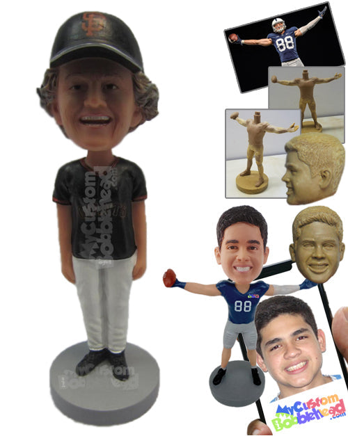 Dude Wearing a T-Shirt and Fashionable Pants with Formal Shoes On Personalized Bobblehead