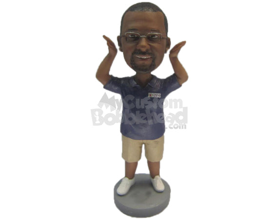 Custom Bobblehead Guy Wearing A T-Shirt And Shorts With Sneakers - Leisure & Casual Casual Males Personalized Bobblehead & Cake Topper