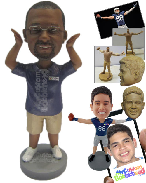 Guy Wearing a T-shirt and Shorts with Sneakers Personalized Bobblehead