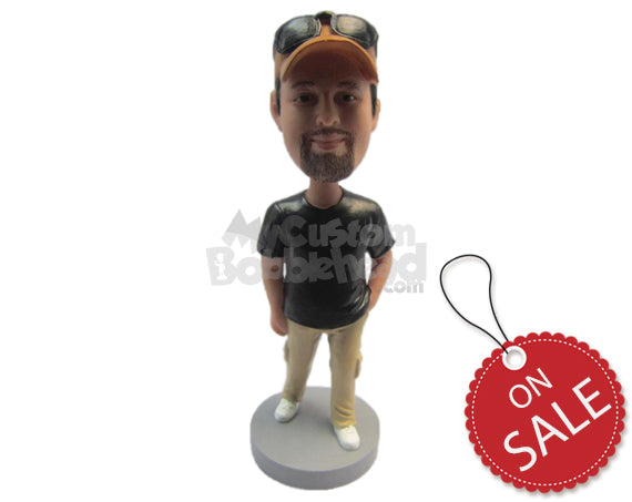 Custom Bobblehead Fashionable Trendy Boy Wearing A T-Shirt With Pants And Sneakers - Leisure & Casual Casual Males Personalized Bobblehead & Cake Topper