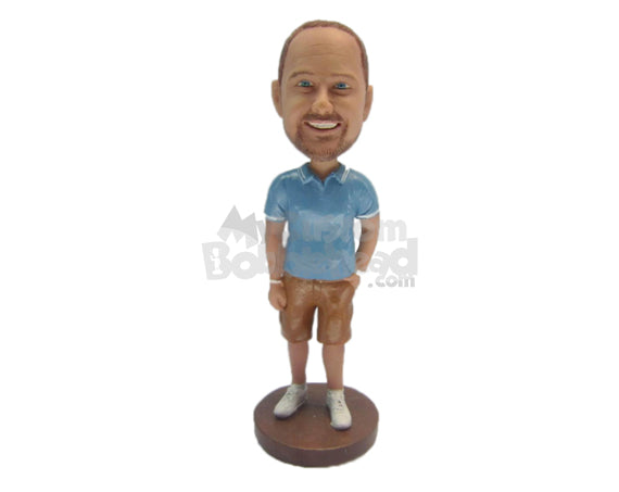 Custom Bobblehead Dude Wearing A T-Shirt And Shorts With Sneakers - Leisure & Casual Casual Males Personalized Bobblehead & Cake Topper