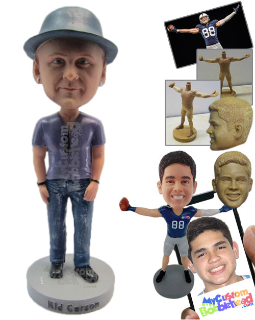 Dude Wearing a T-Shirt and Jeans with Boots Personalized Bobblehead