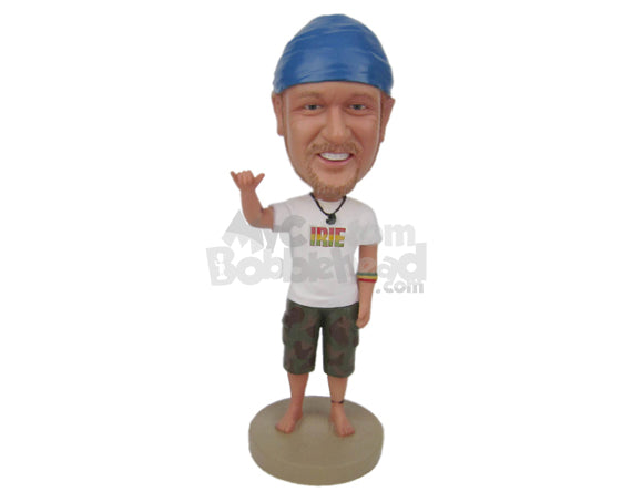 Custom Bobblehead Cool Guy Showing His Moves Wearing A T-Shirt And Shorts - Leisure & Casual Casual Males Personalized Bobblehead & Cake Topper