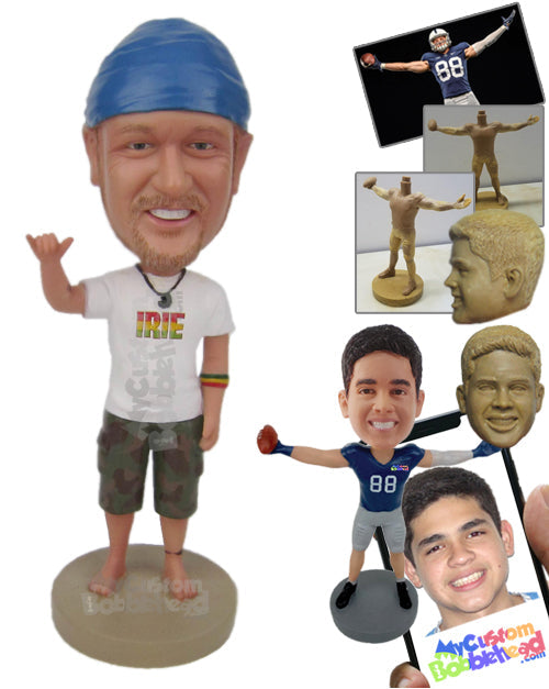 Cool Guy Showing His Moves Wearing a T-Shirt and Shorts Personalized Bobblehead