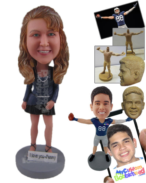 Beautiful Lady Wearing a Long-Sleeved Top and a Short Skirt Personalized Bobblehead