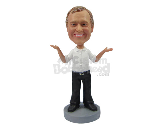 Custom Bobblehead Good Looking Man In Formal Dress Presenting Himself To The World - Leisure & Casual Casual Males Personalized Bobblehead & Cake Topper