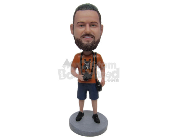 Custom Bobblehead Dude Wearing A T-Shirt And Short Pant With Slacks - Leisure & Casual Casual Males Personalized Bobblehead & Cake Topper