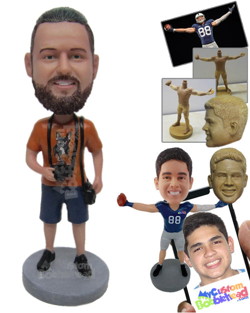 Dude Wearing a T-Shirt and Short Pants with Slacks Personalized Bobblehead