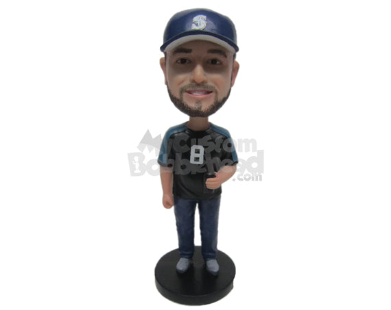 Custom Bobblehead Boy Wearing A Sports T-Shirt And Jeans With Sneakers - Leisure & Casual Casual Males Personalized Bobblehead & Cake Topper