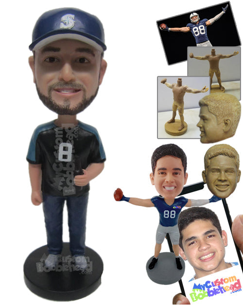 Boy in Sports T-Shirt, Jeans, and Sneakers Personalized Bobblehead