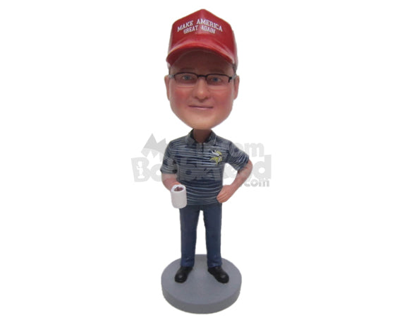 Custom Bobblehead Casual Man Wearing A T-Shirt And Jeans With Boots - Leisure & Casual Casual Males Personalized Bobblehead & Cake Topper