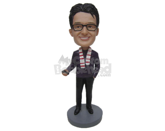 Custom Bobblehead Dude Wearing A Long-Sleeved T-Shirt And Pant With Cool Shoes - Leisure & Casual Casual Males Personalized Bobblehead & Cake Topper