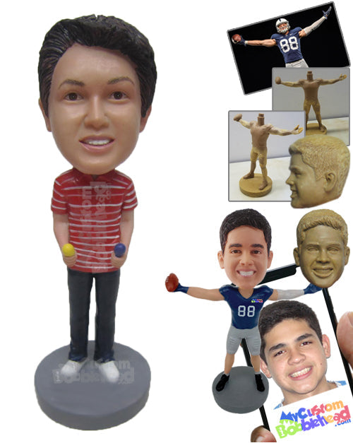 Boy in Casual Attire with T-Shirt and Jeans Personalized Bobblehead