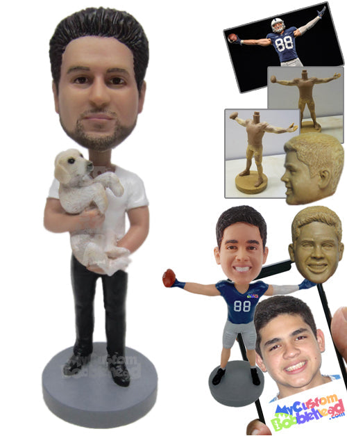 Casual Guy in T-Shirt, Jeans, and Boots Personalized Bobblehead