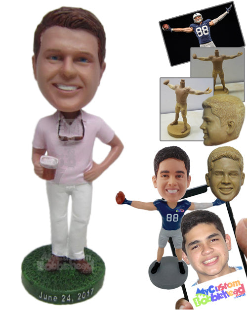 Guy Wearing a T-shirt, Pants and Fashionable Boots Personalized Bobblehead