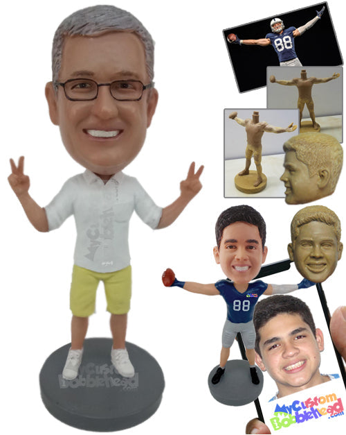 Pal Wearing a Shirt, Shorts, and Fashionable Expensive-Looking Sneakers Personalized Bobblehead