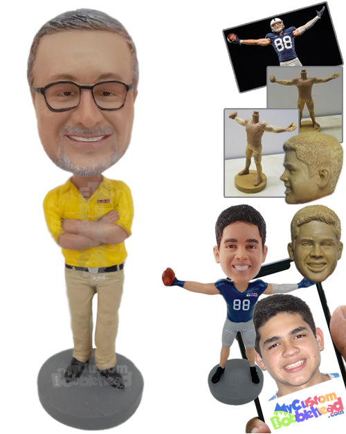 Handsome Fella Wearing a Trendy Shirt, Pants with Formal Shoes Personalized Bobblehead