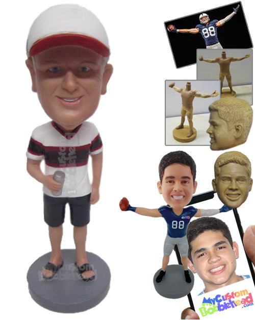 Cool Sports Fan Dude in Shorts and Trendy Jersey Personalized Bobblehead