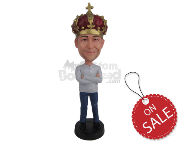 Custom Bobblehead Fella Posing In A T-Shirt And Jeans - Leisure & Casual Casual Males Personalized Bobblehead & Cake Topper