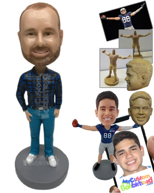 Trendy Man in Long-Sleeved Shirt and Formal Pants Personalized Bobblehead