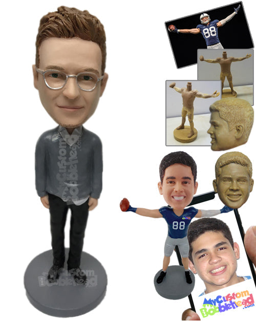 Gorgeous Pal Wearing a Jacket with Casual Pant and Trendy Shoes On Personalized Bobblehead