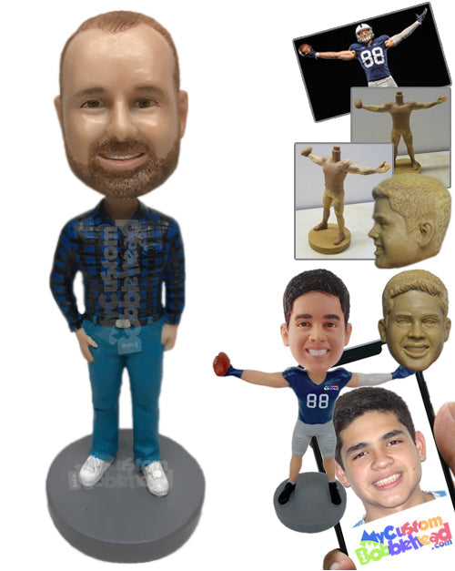 Handsome Pal Wearing a Long-sleeved Shirt with Formal Pants and Shoes Personalized Bobblehead