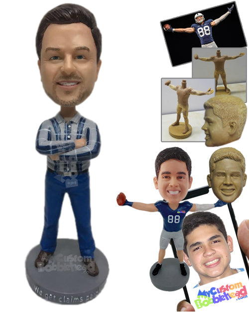 Cool Male Wearing a Shirt and Jeans with Casual Shoes Personalized Bobblehead