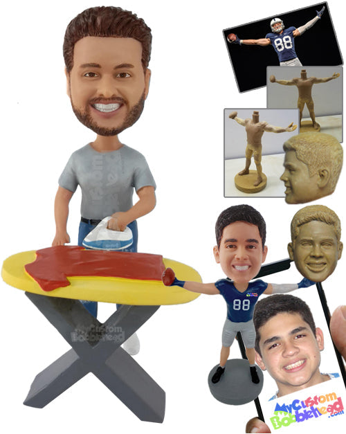 Man Ironing His Shirt Personalized Bobblehead