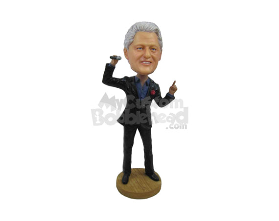 Custom Bobblehead Stylish Dapper Male Rocking With Mic In Hand - Leisure & Casual Casual Males Personalized Bobblehead & Cake Topper