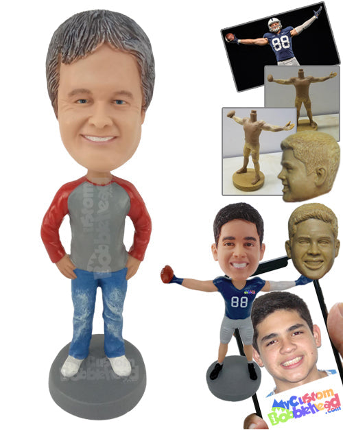 Man Holding His Hands by His Side, Wearing a Nice Shirt, Pant, with Good Shoes Personalized Bobblehead