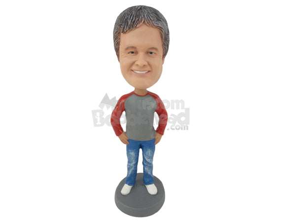 Man Holding His Hands by His Side, Wearing a Nice Shirt, Pant, with Good Shoes Personalized Bobblehead