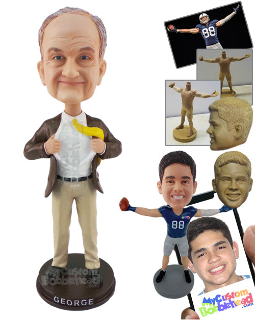 Man Dressed for Office, Wearing Tie, Jacket, Shirt, and Pants with Shoes Personalized Bobblehead