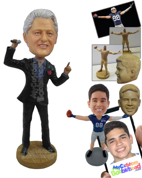 Stylish Dapper Male Rocking with Mic in Hand Personalized Bobblehead