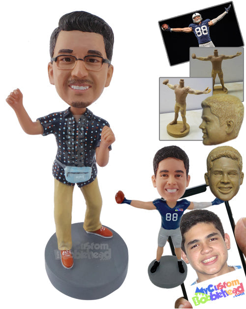 Adventurous Man Wearing Shirt and Pants Personalized Bobblehead