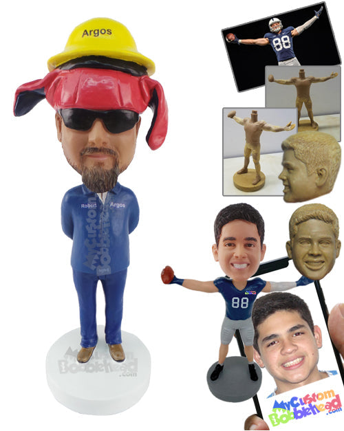 Man Wearing 3 Caps with His Night Suit Personalized Bobblehead