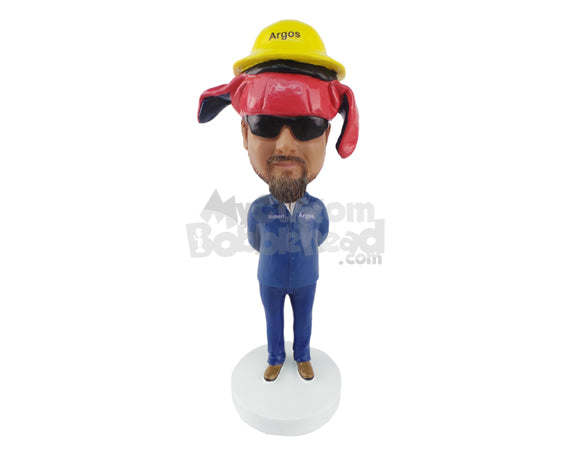 Custom Bobblehead Man Wearing 3 Caps With His Night Suit - Leisure & Casual Casual Males Personalized Bobblehead & Cake Topper