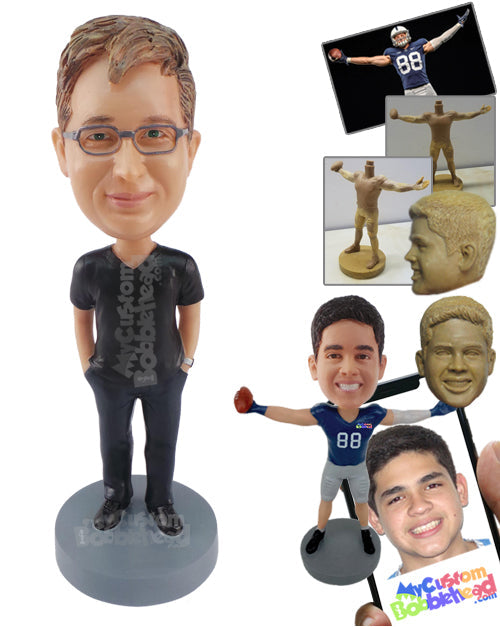 Gorgeous Man with Tucked Hands and Pants and Shirt Personalized Bobblehead