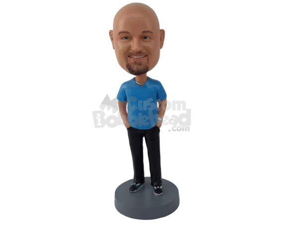 Custom Bobblehead Man Wearing Casual Clothes - Leisure & Casual Casual Males Personalized Bobblehead & Cake Topper