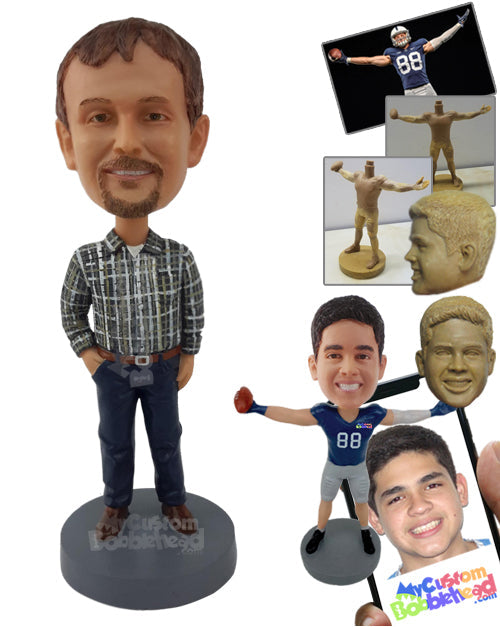 Man Wearing Shirt with Belt, Pants, and Shoes Personalized Bobblehead