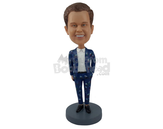 Custom Bobblehead Gorgeous Man Wearing Luxurious Dress - Leisure & Casual Casual Males Personalized Bobblehead & Cake Topper