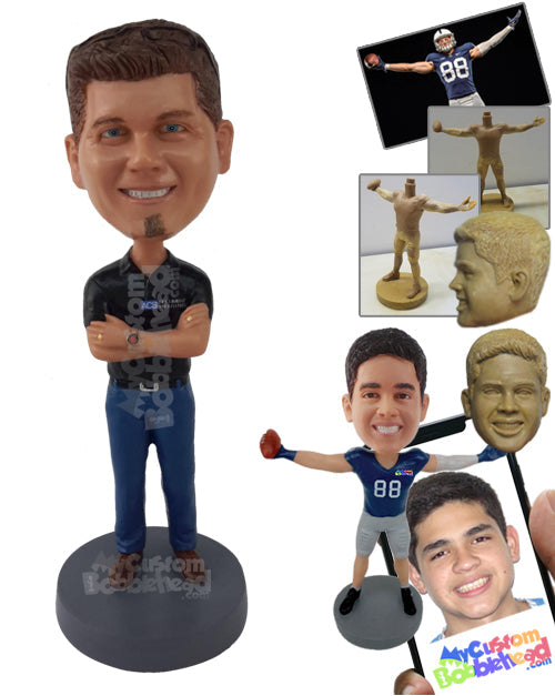 Man with Crossed Arms Wearing Pants and Shirt Personalized Bobblehead