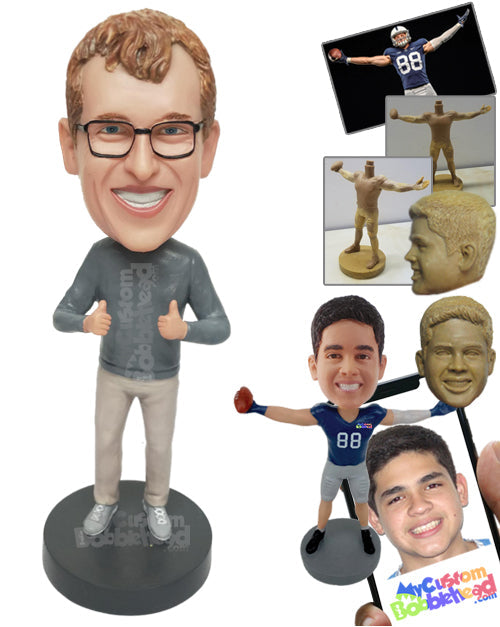 Man Giving Thumbs Up from Both Hands Personalized Bobblehead