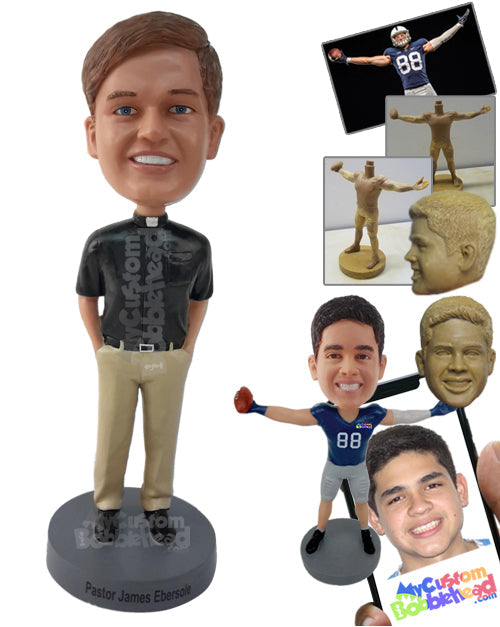 Man with Tucked Hands Wearing Smart Dress Personalized Bobblehead