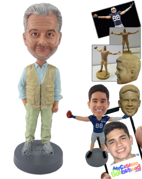 Gorgeous Man Wearing Dress with Jacket and Pants Personalized Bobblehead