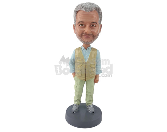 Custom Bobblehead Gorgeous Man Wearing Dress With Jacket And Pants - Leisure & Casual Casual Males Personalized Bobblehead & Cake Topper