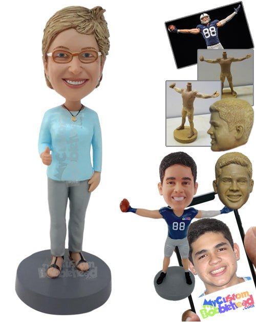 Woman Giving Thumbs Up Personalized Bobblehead