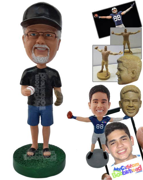 Baseball Fan Holding Ball in Favorite Jersey Personalized Bobblehead