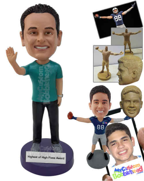 Man Waving while Looking Gorgeous Personalized Bobblehead